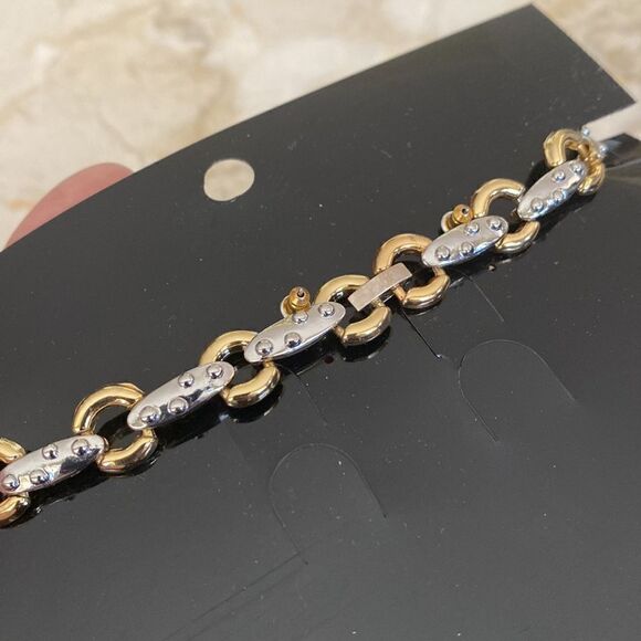 NEW! Bijoux Terner Two Tone Silver & Gold Tone Choker & Earrings Set 4 CZ Stones - Picture 3 of 7